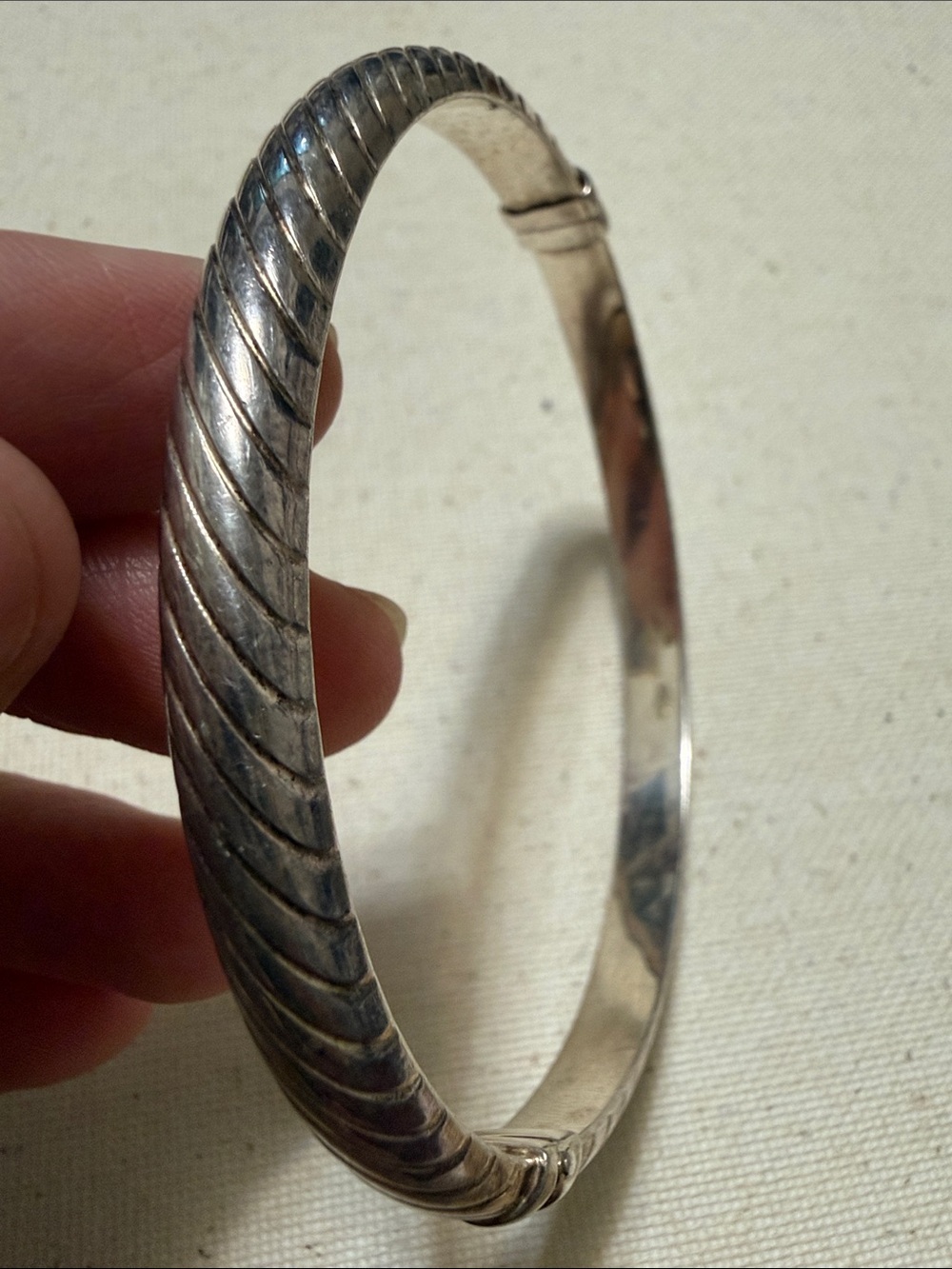 Sterling Silver 925 Italy Milor Textured Bangle Bracelet